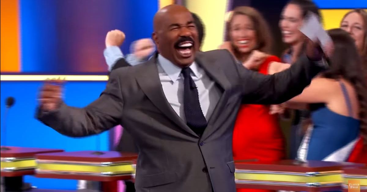 Screenshot showing Steve Harvey's reaction to the answer (Cover image source: YouTube/Family Feud)