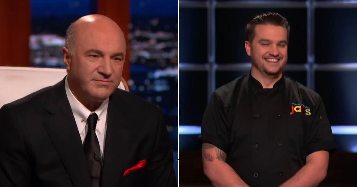 Screenshot showing the disappointed look on Kevin O'Leary's face, and the founder of Simply Good Jars (Cover image source: YouTube/Sony Pictures Television)