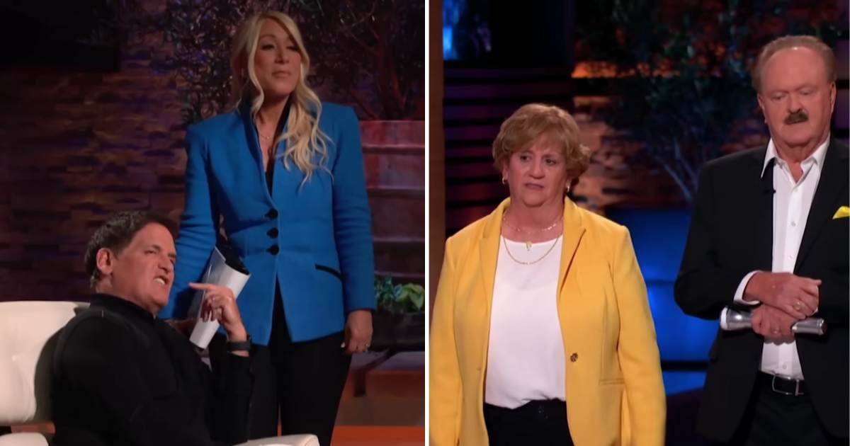 Screenshots showing Lori Greiner, Mark Cuban, and the entrepreneurs (R) on "Shark Tank." (Cover image source: YouTube | Sony Pictures Television)
