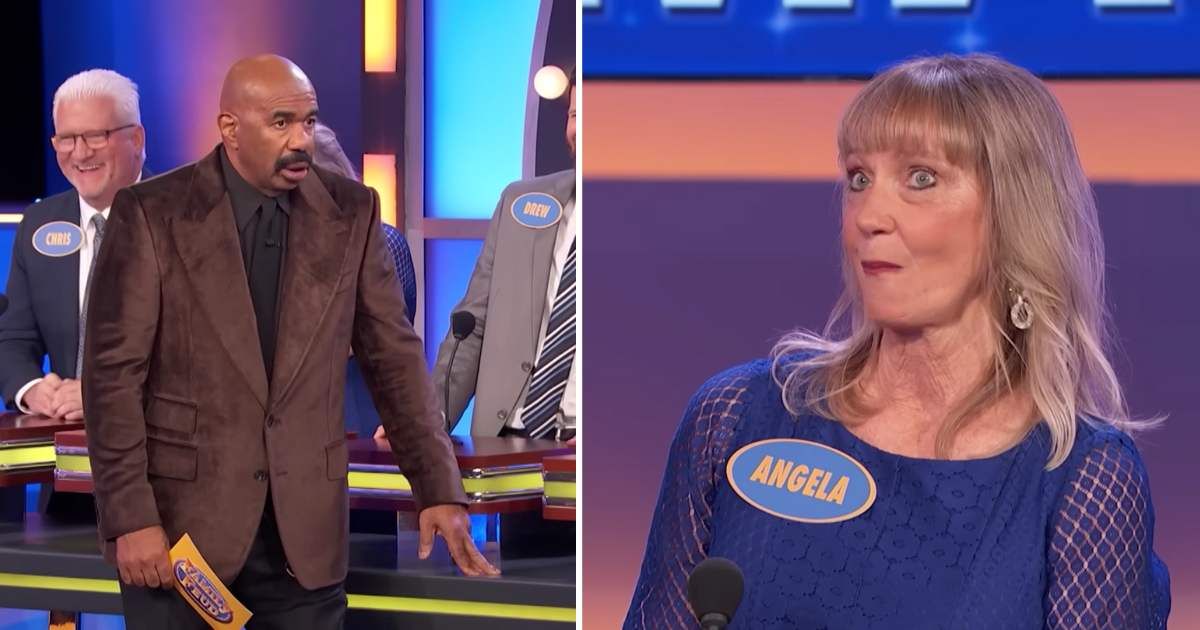 Screenshots showing Steve Harvey and the contestant on "Family Feud." (Cover image source: YouTube | Family Feud)