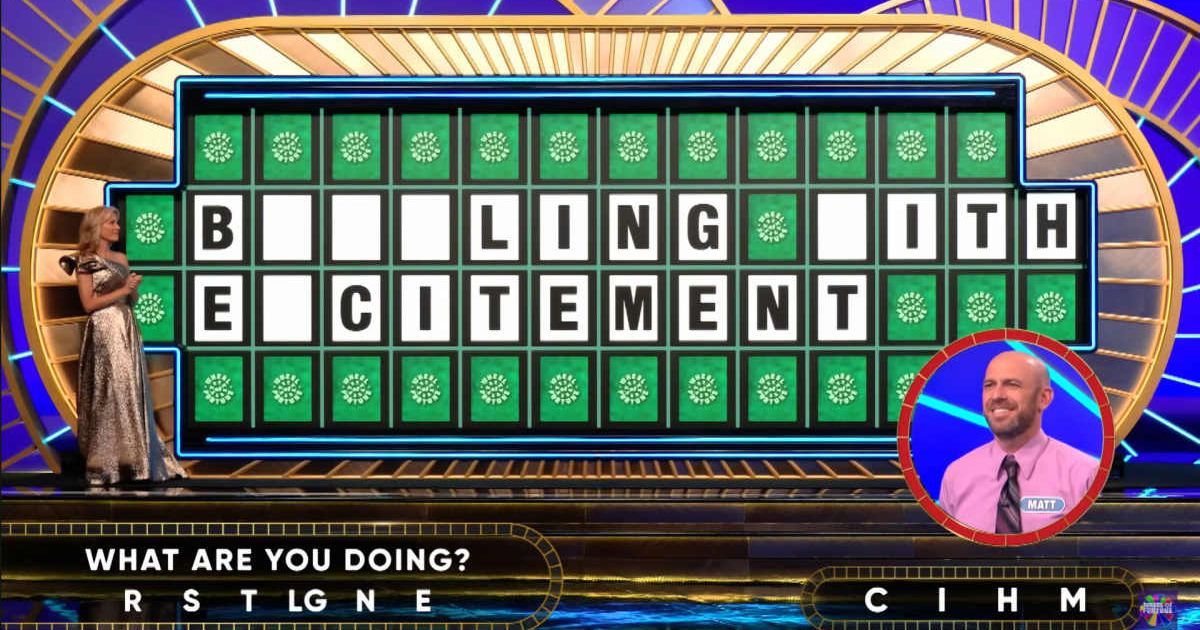 Screenshot showing the player's reaction to the Bonus Round puzzle (Cover image source: YouTube/Wheel of Fortune)