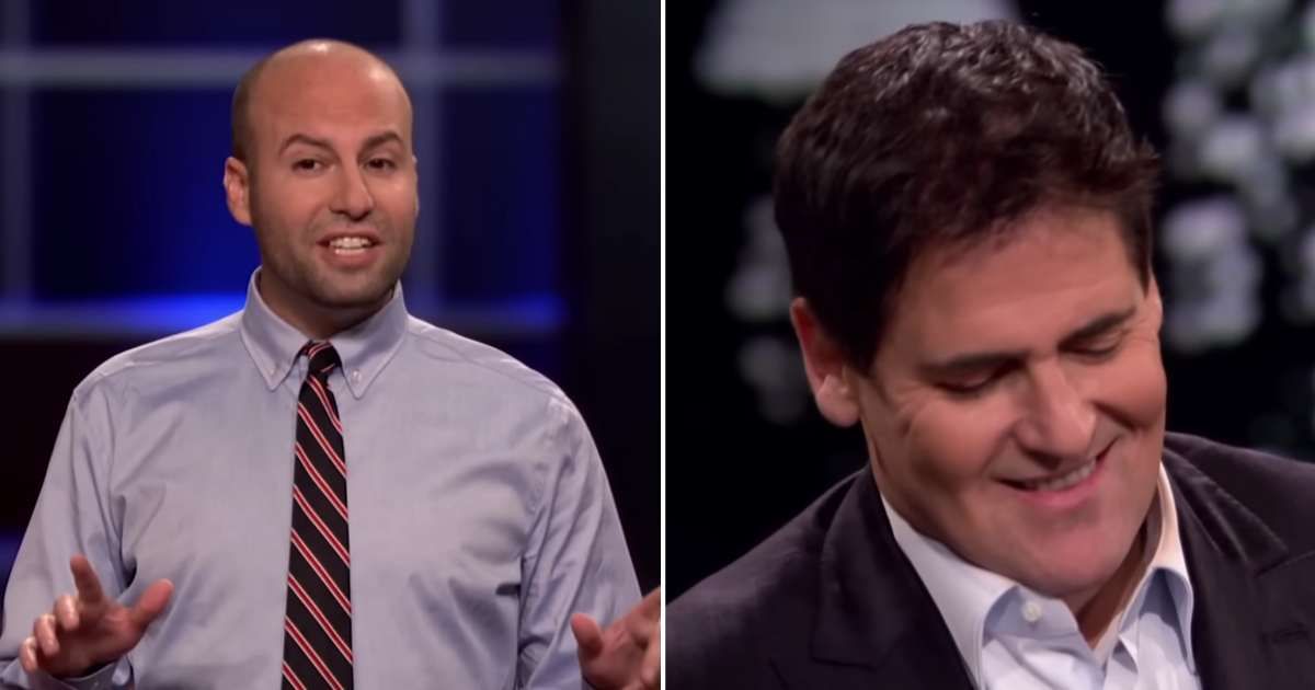 Screenshots showing the entrepreneur and Mark Cuban on "Shark Tank." (Cover image source: YouTube | Shark Tank Global)