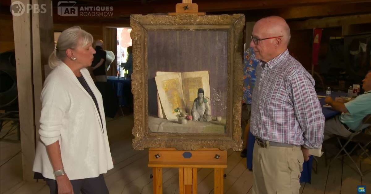Screenshot showing the expert, the painting, and the guest on the show (Cover image source: YouTube/Antiques Roadshow PBS)