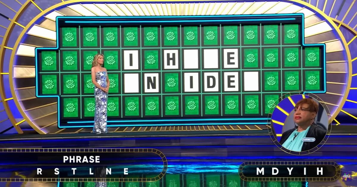 Screenshot showing Carmetta's Bonus Round puzzle (Cover image source: YouTube/Wheel of Fortune)