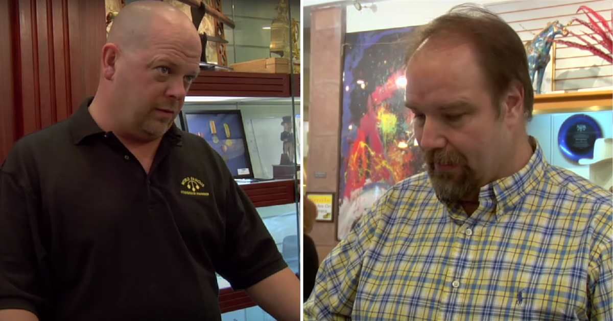 Screenshots showing Rick Harrison and the guest on "Pawn Stars" (Cover image source: YouTube | Pawn Stars)