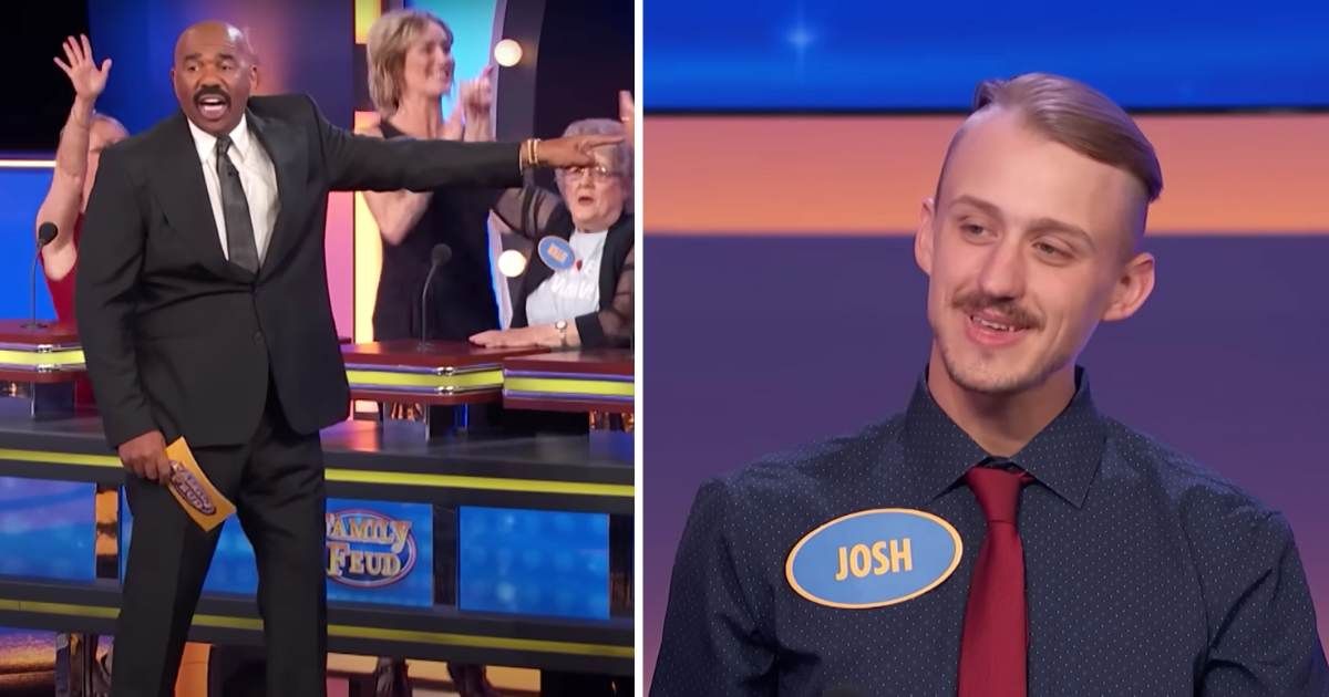 Screenshots showing Steve Harvey and the contestant on "Family Feud." (Cover Image Source: YouTube | Family Feud)