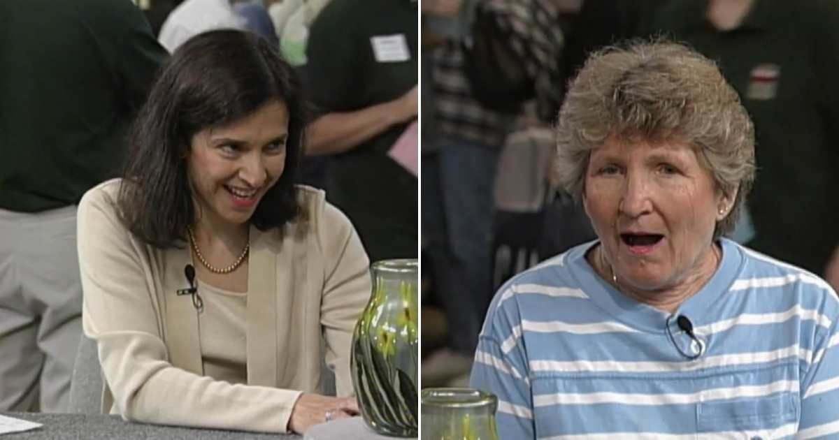 Screenshot showing the expert delivering the appraisal and the guest's reaction (Cover image source: YouTube/Antiques Roadshow PBS)