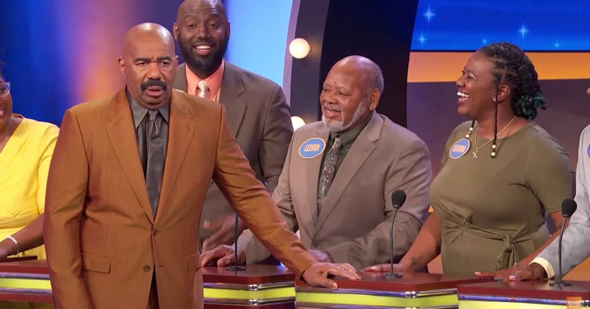 Screenshot showing Steve Harvey's reaction after hearing the answer (Cover Image Source: YouTube | Family Feud)
