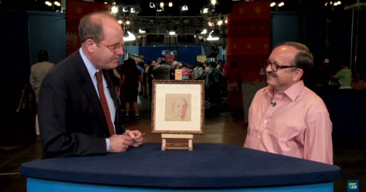 Screenshot showing the expert, the drawing, and the guest on the show (Cover image source: YouTube/Antiques Roadshow PBS)