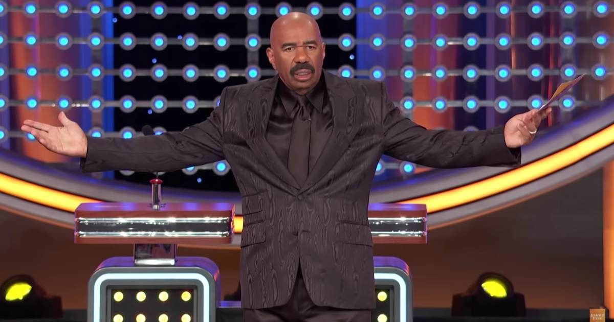 Screenshot showing Steve Harvey on "Family Feud" (Cover Image Source: YouTube | Family Feud)