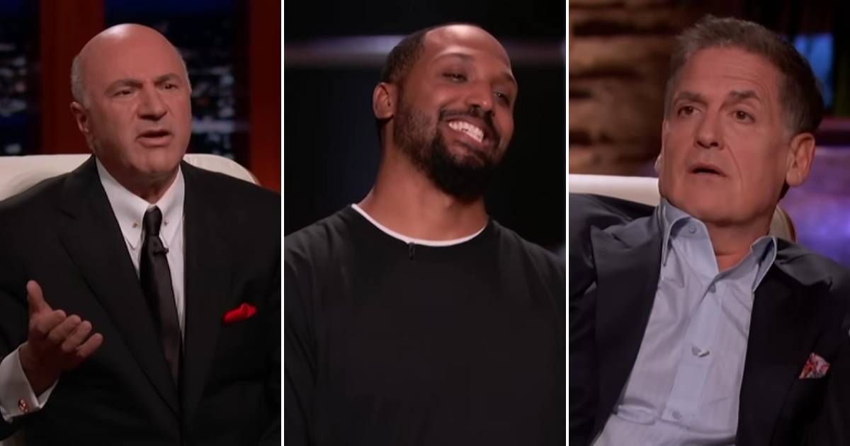 Screenshots showing Kevin O'Leary, Seneca Hampton, and Mark Cuban on Shark Tank (Cover image source: YouTube/Shark Tank Global)