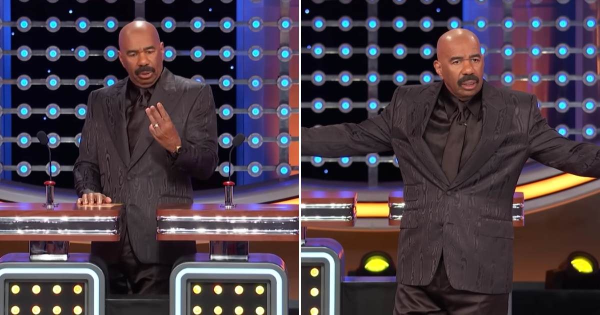 Screenshots showing Steve Harvey's reaction to the mockery (Cover image source: YouTube/Family Feud)