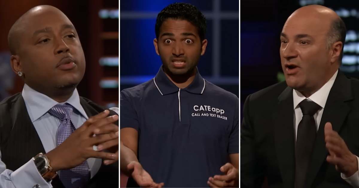 Screenshots showing Daymond John, Neal Desai, and Kevin O'Leary on Shark Tank (Cover image source: YouTube/Shark Tank Global)