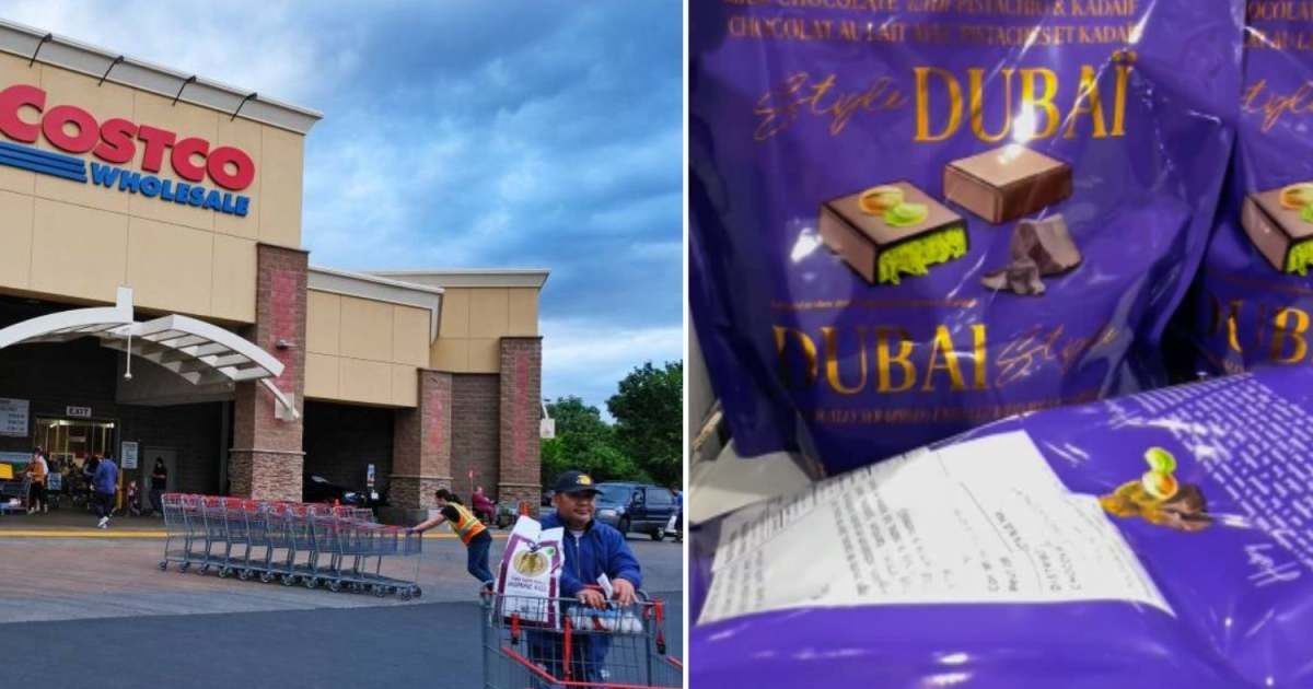 Representational image of a Costco store (left) and image of Dubai style chocolate at Costco (right) (Cover image source: Getty Images and Slobo and Instagram | costcofindsca)