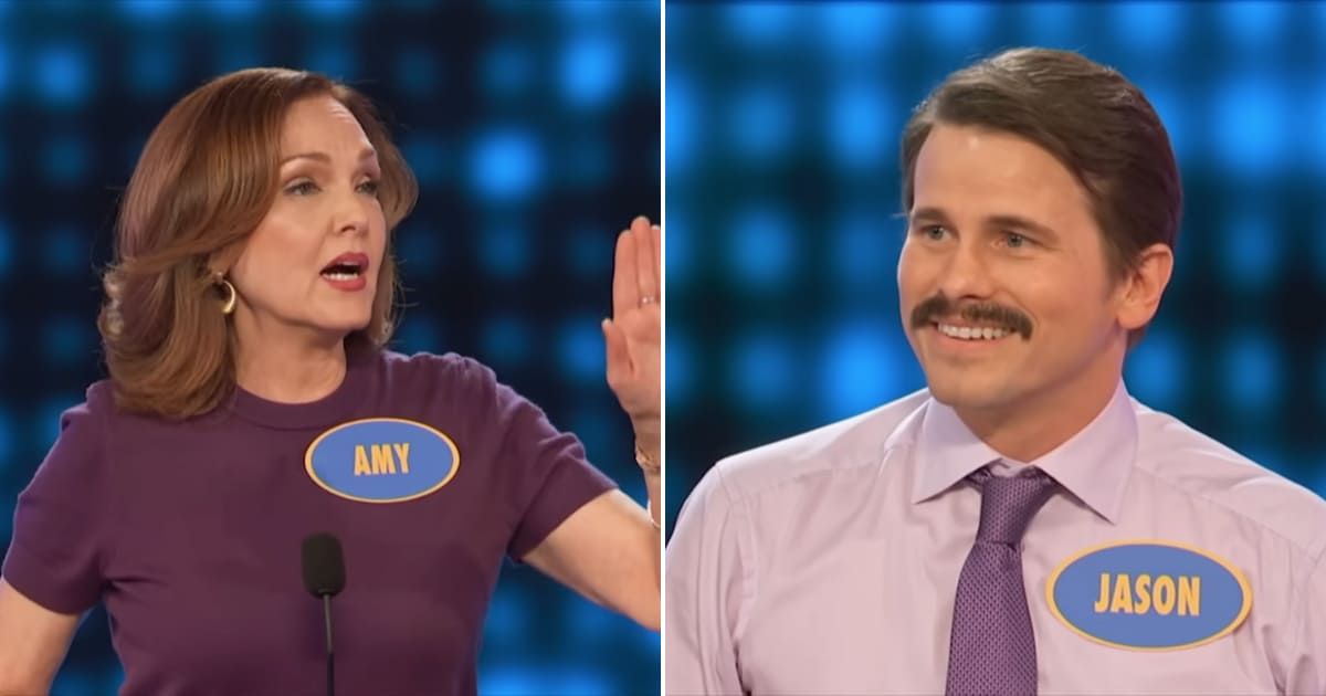 Screenshot showing Amy Yasbeck and Jason Ritter on Celebrity Family Feud (Cover image source: YouTube | Family Feud)