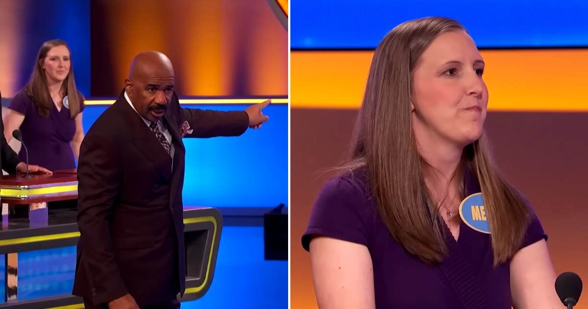Screenshots showing Steve Harvey and the contestant on "Family Feud" (Cover image source: YouTube | Family Feud)