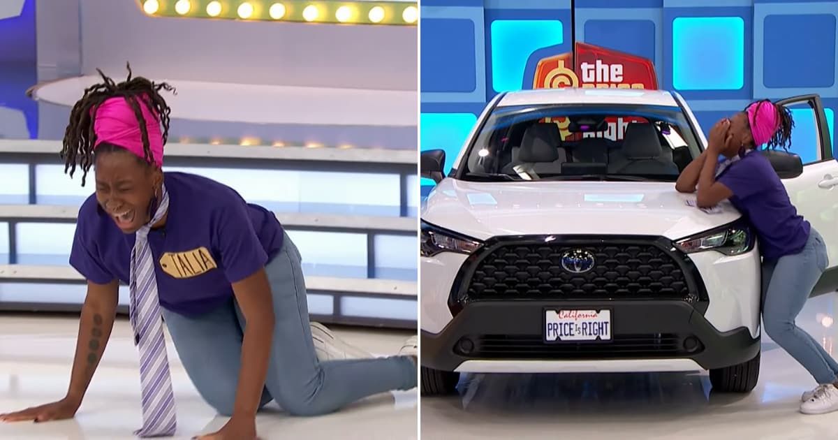 Screenshots showing the contestant Talia MacLean's reaction to her win (Cover image source: YouTube/The Price Is Right)