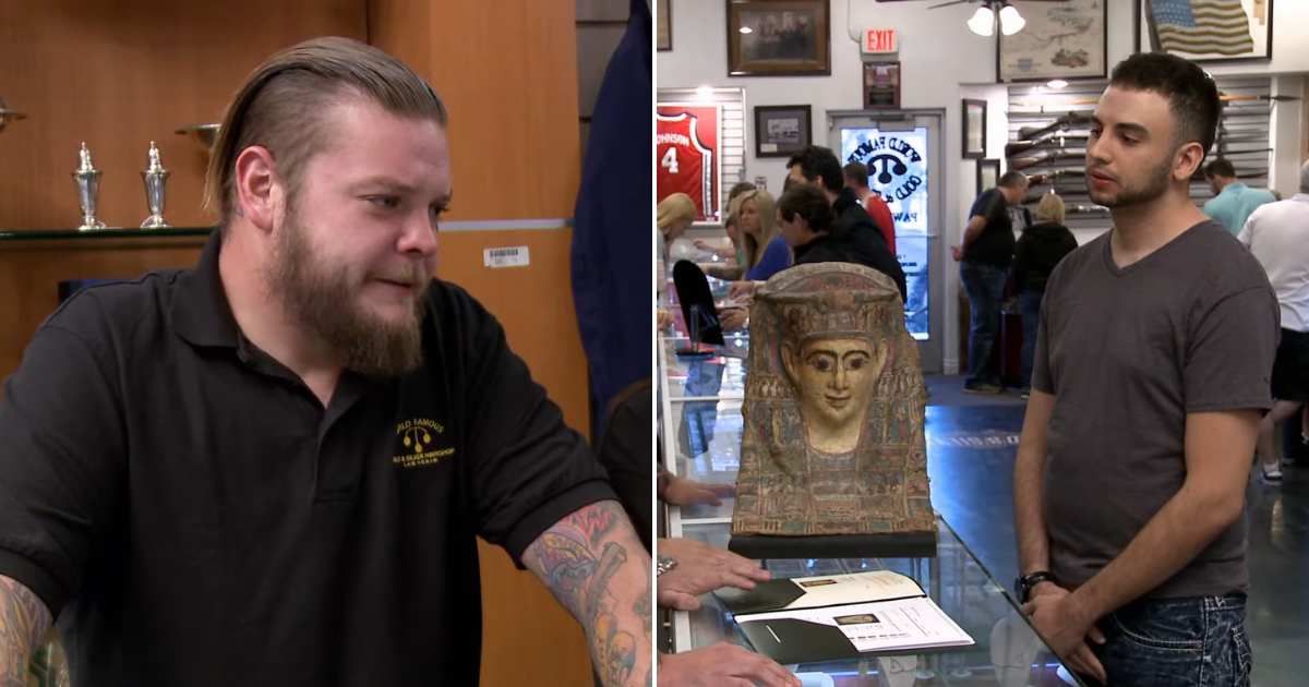 Screenshots showing Corey Harrison and the seller on Pawn Stars (Cover image source: YouTube/Pawn Stars)