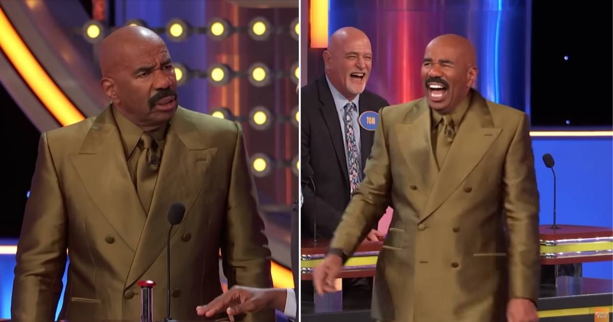 Screenshots showing Steve Harvey on "Family Feud" (Cover Image Source: YouTube | Family Feud)
