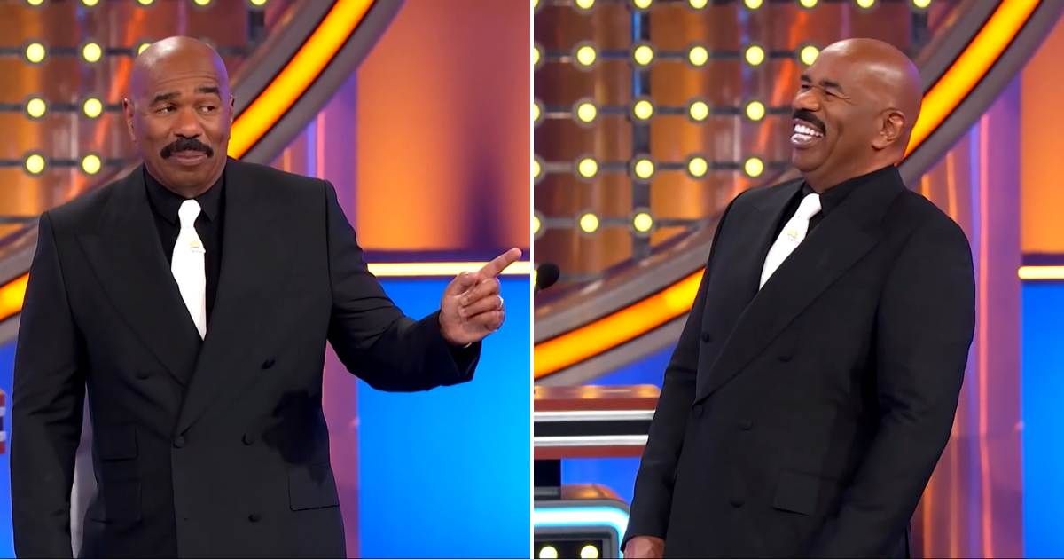 Screenshots showing Steve Harvey's reaction to some of the answers (Cover image source: YouTube/Family Feud)