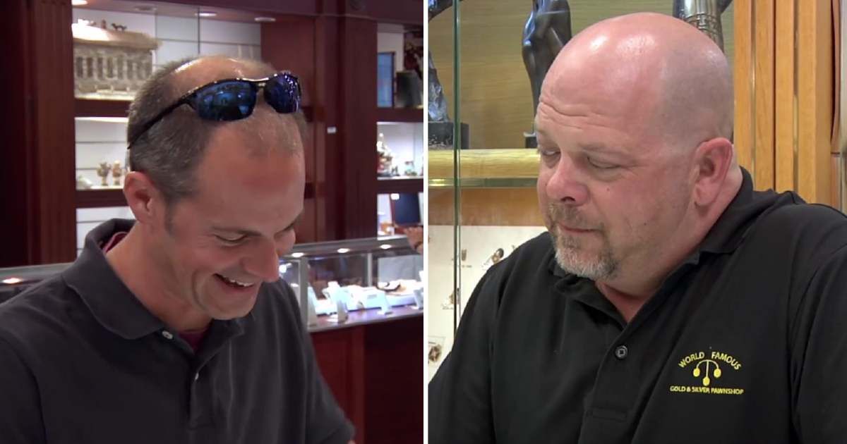Screenshots showing the guest and Rick Harrison on "Pawn Stars." (Cover Image Source: YouTube | Pawn Stars)