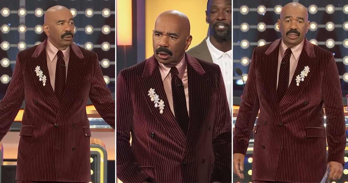 Screenshots showing harvey's reactions to the responses (Cover image source: YouTube/Family Feud)