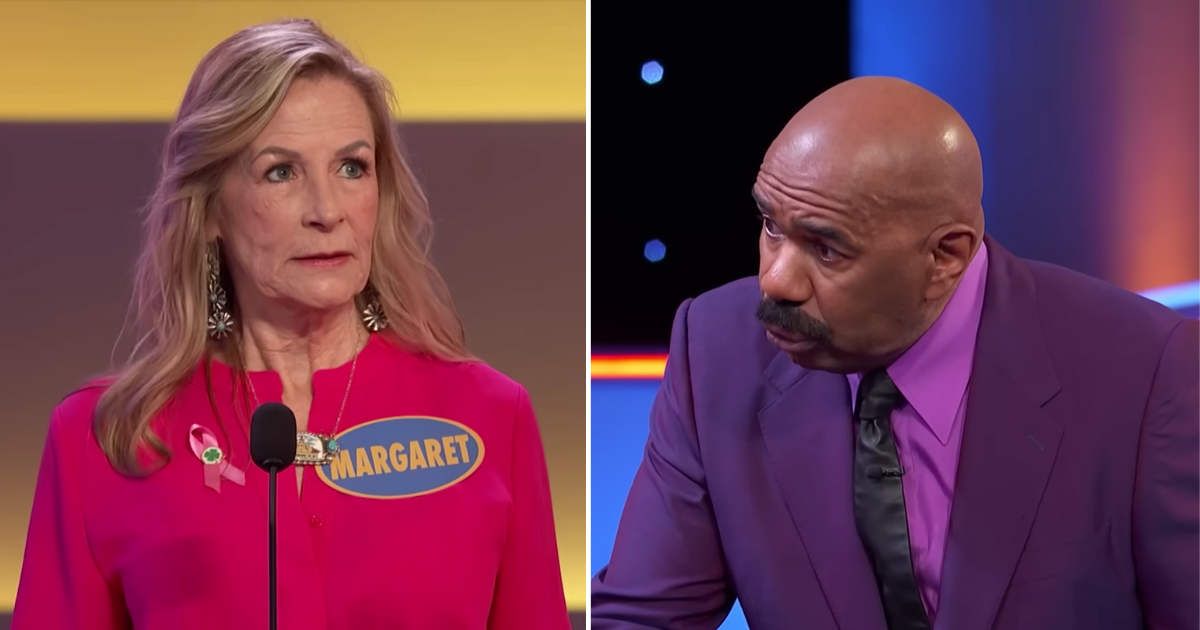 Screenshots showing the contestant and Steve Harvey on "Family Feud" (Cover Image Source: YouTube | Family Feud)