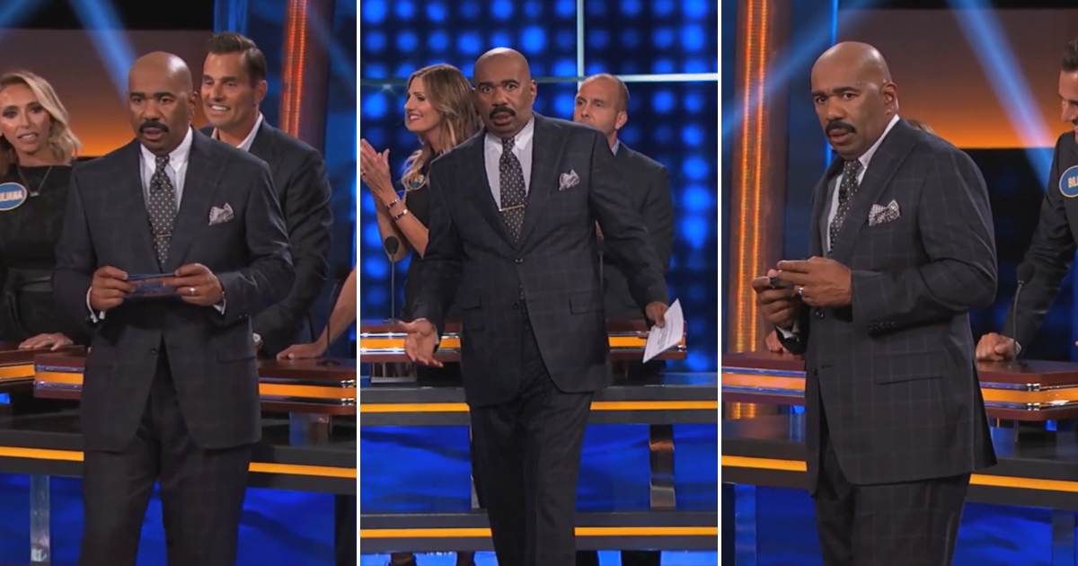 Screenshots showing Steve Harvey trying to figure out what the contestant said (Cover image source: YouTube/Wheel Of Fortune)