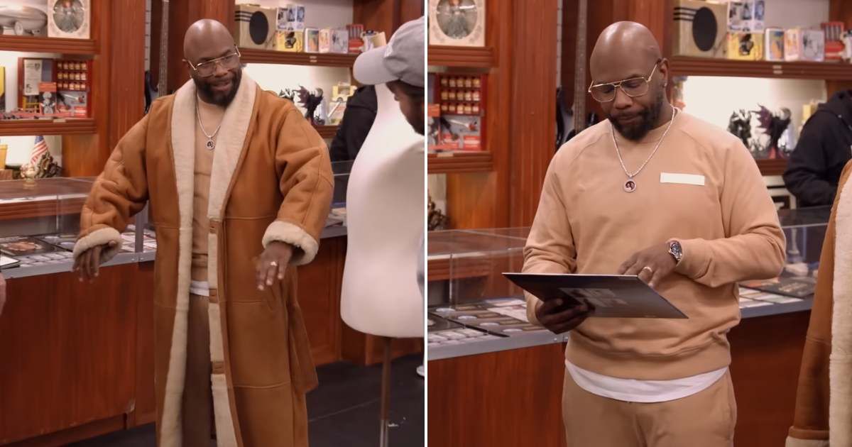 Screenshots showing Wanyá Morris checking out his Boyz II Men Jacket & Album (Cover image source: YouTube/Pawn Stars)