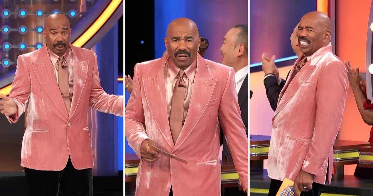 Screenshots showing Steve Harvey's reactions to the answers (Cover image source: YouTube/Family Feud)