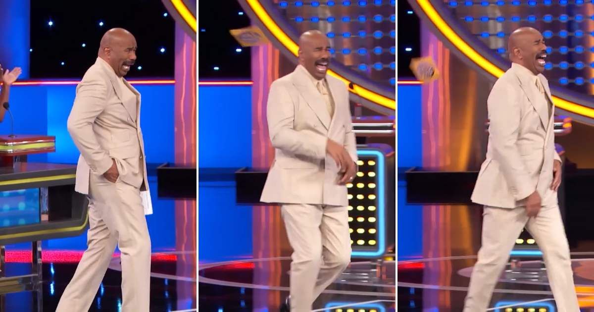Screenshots showing Steve Harvey throwing away his cards (Cover image source: YouTube/Family Feud)