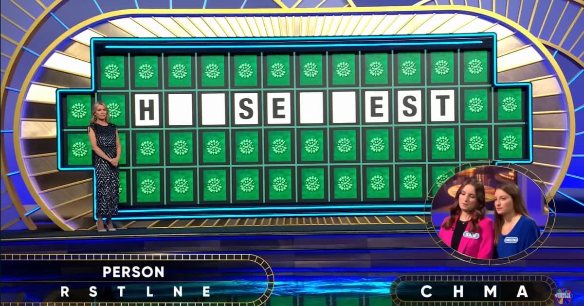 Screenshot showing the Bonus Round puzzle for Chistina and Katie Currie (Cover image source: YouTube/Wheel Of Fortune)