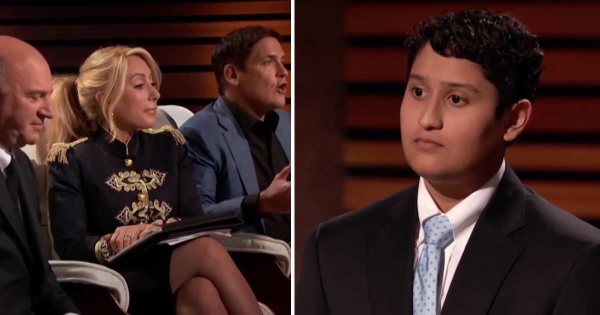 Screenshots showing the sharks and the entrepreneur (R) on "Shark Tank." (Cover image source: YouTube | Shark Tank Global)