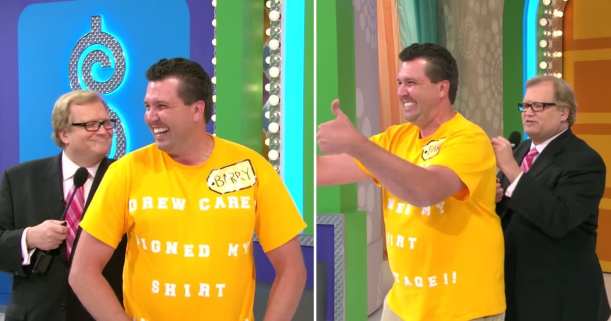 Screenshots showing Drew Carey and the contestant on "The Price is Right." (Cover image source: YouTube | Bonus Round)