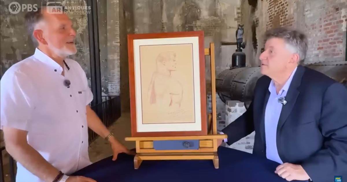 Screenshot showing the guest, the item, and the expert on the show (Cover image source: YouTube | Antiques Roadshow PBS)