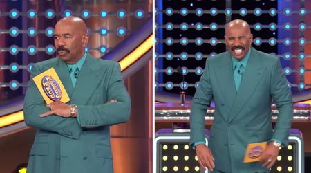 'Family Feud' host Steve Harvey puts up a hilarious act to mock contestant's 'parents' answer