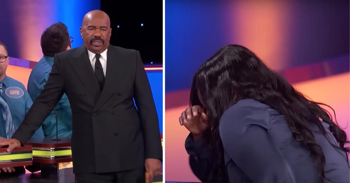 Screenshots showing Steve Harvey and the contestant on "Family Feud"(Cover image source: YouTube | Family Feud)