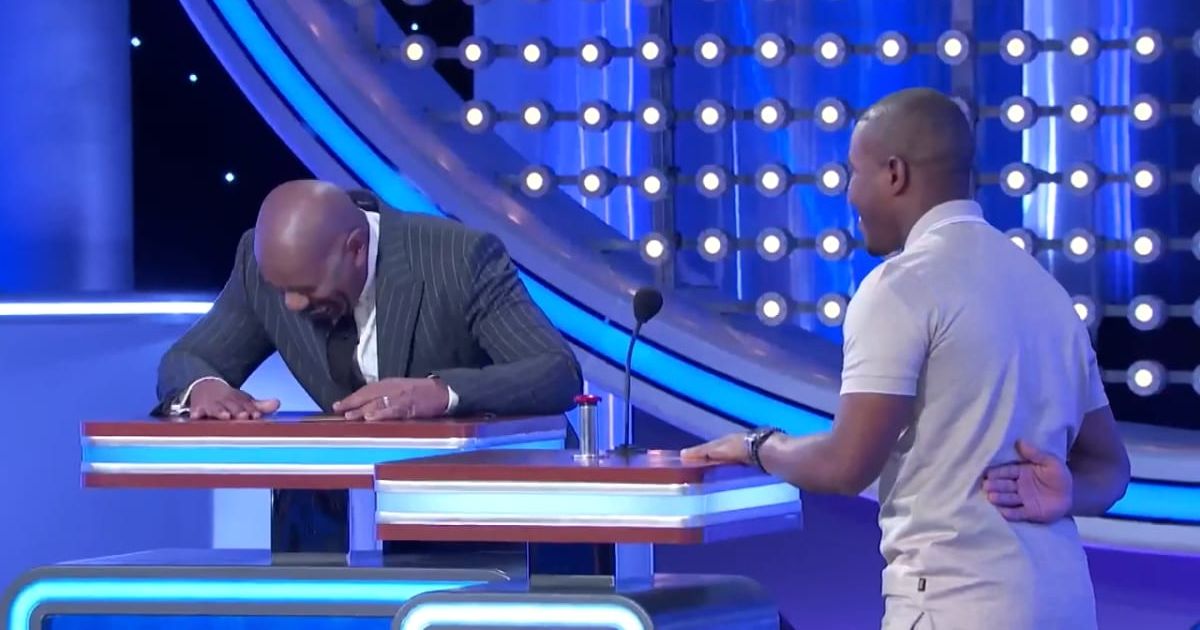 Screenshot showing Steve Harvey's reaction to the answer (Cover image source: YouTube/Family Feud)