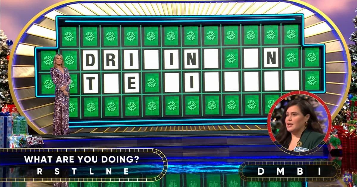Screenshot showing the Bonus Round puzzle for the contestant Carrie on the Wheel of Fortune (Cover image source: YouTube/Wheel of Fortune)