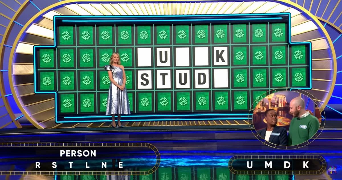 Screenshot showing Dannielle and Adam attempting their Bonus Round puzzle (Cover image source: YouTube/Wheel of Fortune)