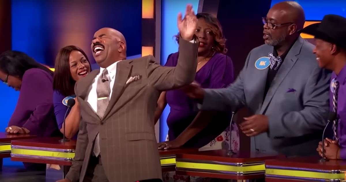 Screenshot showing Steve Harvey and the contestants on "Family Feud" (Cover image source: YouTube | Family Feud)