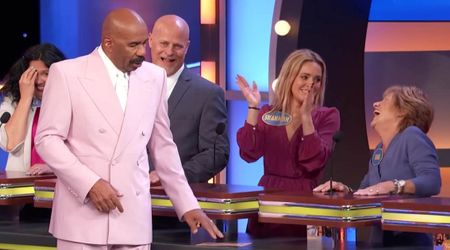 Steve Harvey drops his card after elderly 'Family Feud' contestant surprises him with wild answer