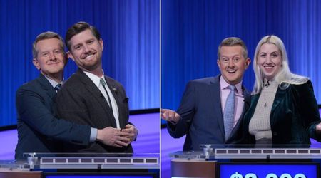 Ken Jennings shows his fun side and poses for goofy promo photos with ‘Jeopardy’ contestants