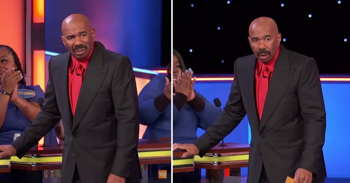 Screenshots showing Steve Harvey on "Family Feud" (Cover Image Source: YouTube | Family Feud)