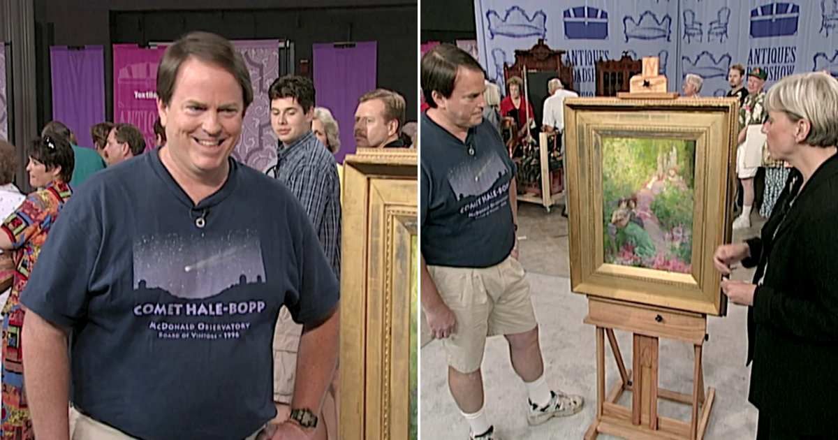 Screenshot showing the guest's reaction to the appraisal and the expert talking about the item (Cover image source: YouTube/Antiques Roadshow PBS)