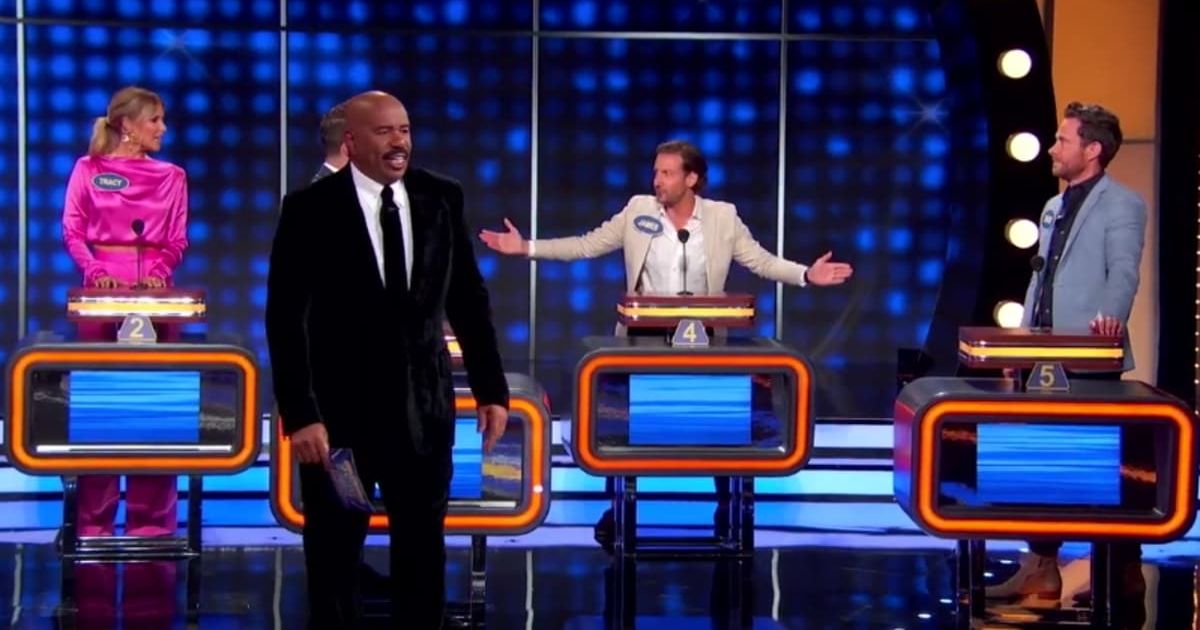 Harrison after saying he'd like to cuddle with an alligator (Cover image source: YouTube | Family Feud)