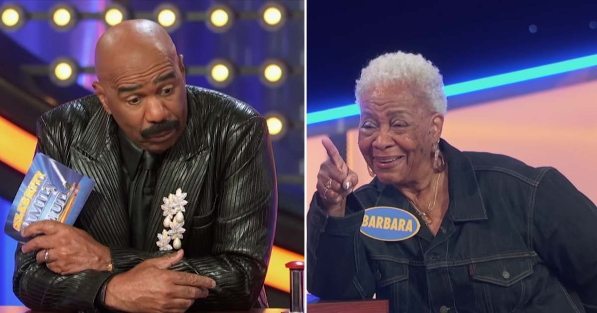 Screenshots showing Steve Harvey and the contestant on "Family Feud" (Cover Image Source: YouTube | Family Feud)