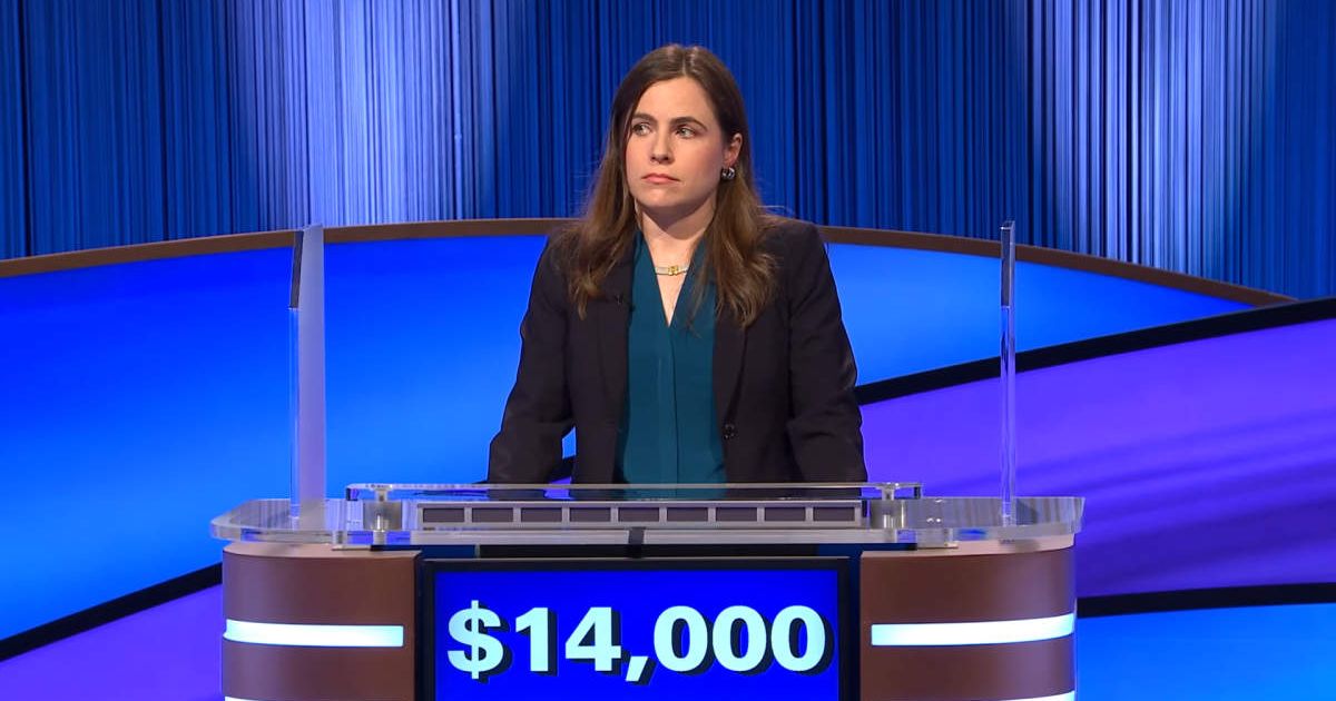 Screenshot showing Kristen VanBlargan on Jeopardy! (Cover image source: YouTube/Jeopardy!)