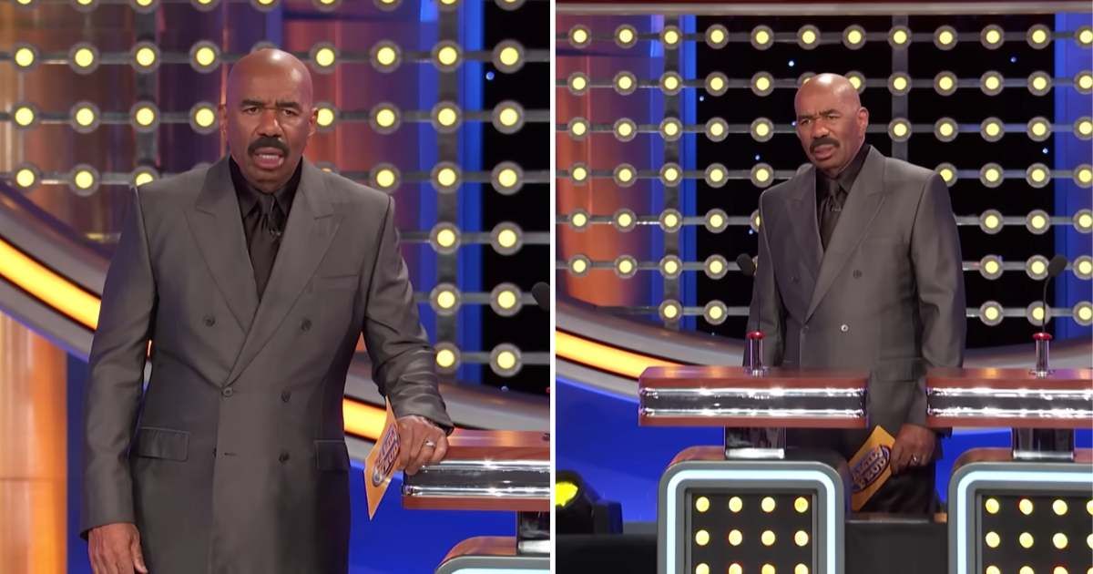 Screenshots showing Steve Harvey on "Family Feud" (Cover image source: YouTube | Family Feud)