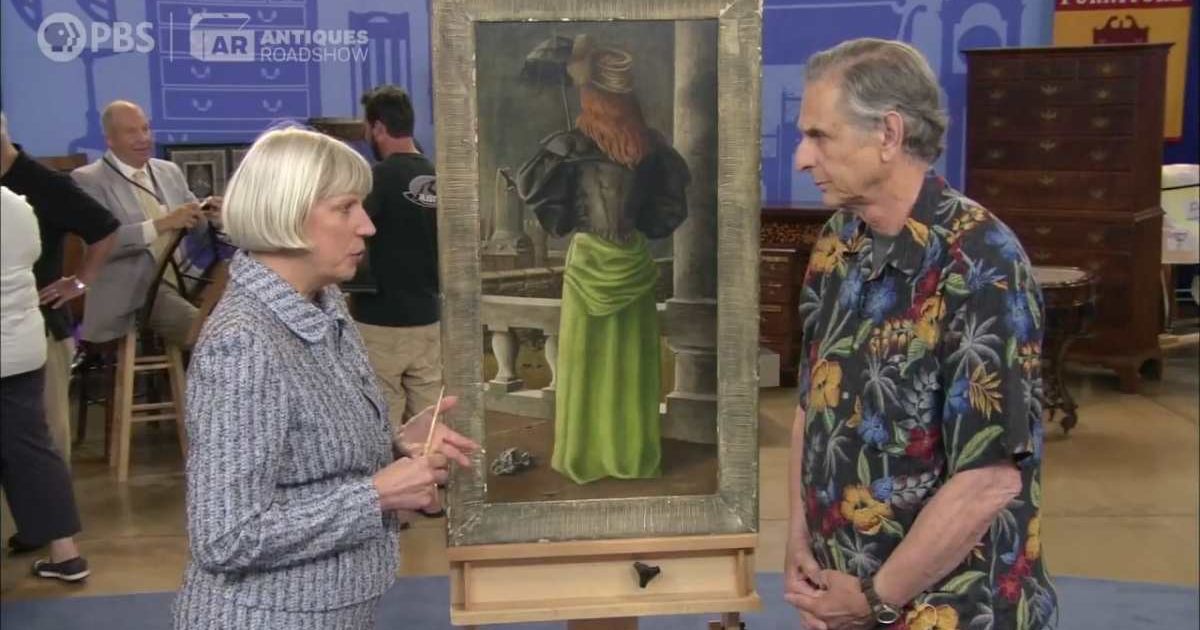 Screenshot showing the expert, the painting, and the guest on the show (Cover image source: YouTube/Antiques Roadshow PBS)